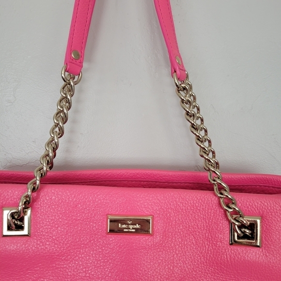 Kate Spade Phoebe Neon Pink Shoulder Bag Purse Chain Strap Girly Summer Spring - Picture 3 of 14